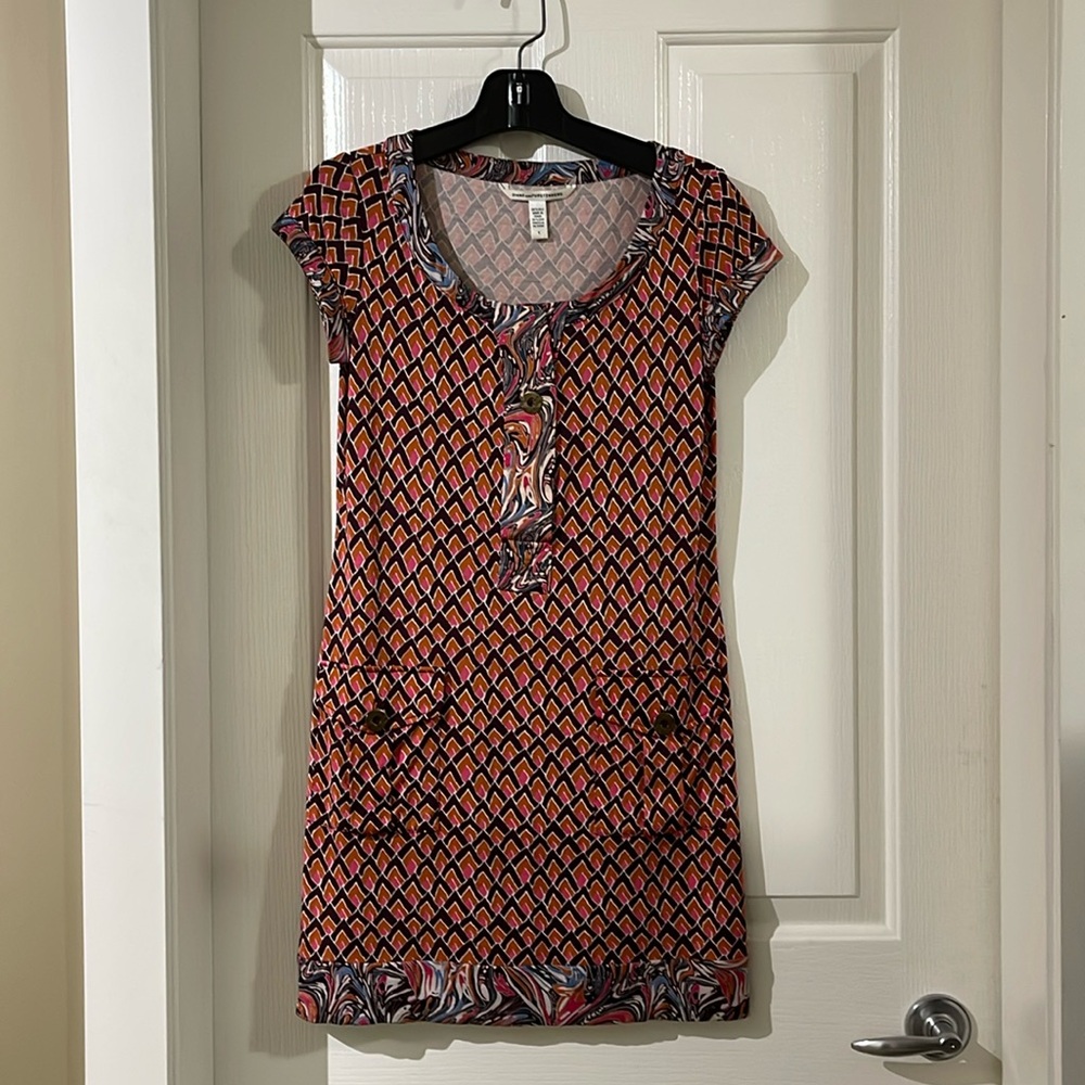 DVF Kian 100% silk jersey mini dress size 6